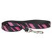 CHAPUIS SELLERIE SLA433 hondenriem - nylonriem zijdeglanzend zwart/roze gestreept - breedte 15 mm - lengte 1,20 m - maat S