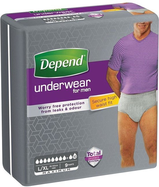 Depend Pants Incontinentiebroekjes voor mannen Maximum - maat L/XL - 9 stuks