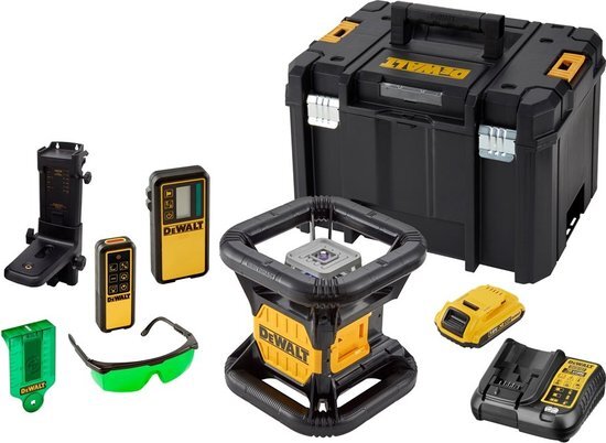 DeWalt DCE079D1G-SET - 18V XR VOLAUTOMATISCHE ROTERENDE LASER | GROENE LASER + STATIEF EN MEETLAT