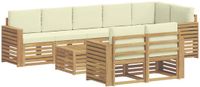 vidaXL Buiten bankenset 9 st Wit en crèmekleurig Polyester
