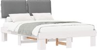 vidaXL Bedframe met Gevoerde Hoofdbord Lichtgrijs 160 x 200 cm