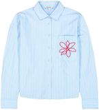 Garcia U260033 Dames Overhemden Lange Mouw Katoen Gestreept Regular Fit Klassieke Kraag Knopen Blouse Breeze Blue