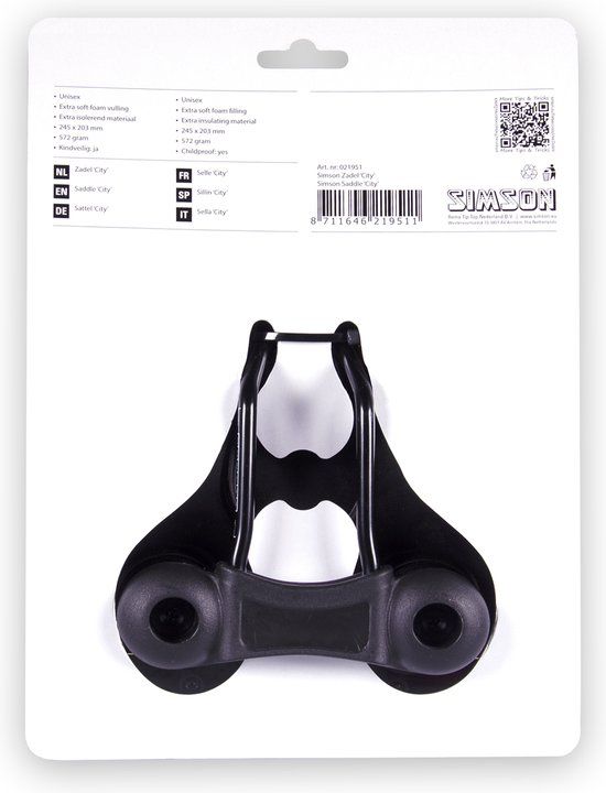 Simson Comfortabel stadszadel - extra zacht foam - zwart