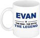 Bellatio Decorations naam cadeau mok - Evan - man myth legend - koffiemok - 300 ml - collega - vaderdag