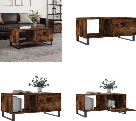 vidaXL Salontafel 90x50x40 cm bewerkt hout gerookt eikenkleurig