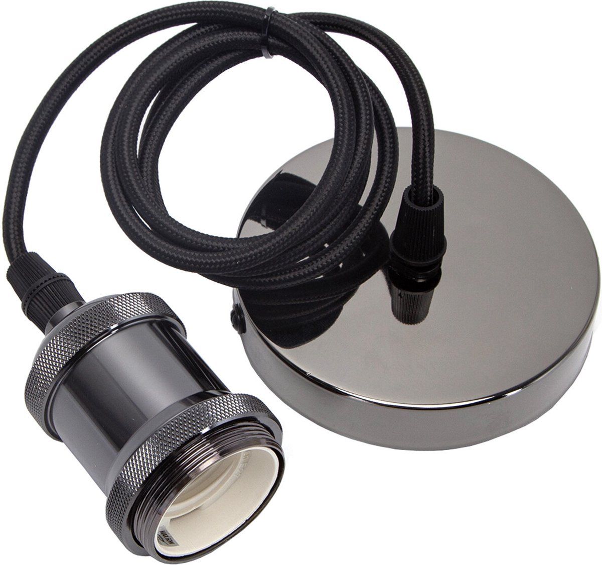 Aigostar LED Hanglamp - Hangverlichting - E27 Fitting - Rond - Mat Zwart - Aluminium