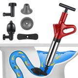 Merkloos Elzusha - Druklucht Rioolontstopper - Met 4 Zuignappen & Drukmeter - Rood