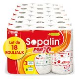 Sopalin Maxi-rollen versierd – 18 maxi-rollen gelijk aan 36 klassiek, dubbellaags, halve vellen, wit