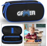 sarcia.eu Zwart-blauwe gaming school etui, gaming etui voor jongens, gamingpad 5x22x10cm