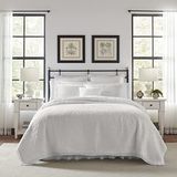 Laura Ashley Home Luxe Premium Ultra Soft Quilt Coverlet, Comfortabele 3 Stuk Beddengoed Set, All Season Stijlvolle sprei, Wit, Volledig/Queen