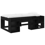 vidaXL Kinderbedframe met opbergruimte Zwart eiken 90 x 200 cm
