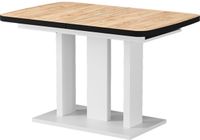 Vicco Eettafel Fenaro, Goudkleurig Eiken/Wit, 120-160 x 80 cm 2 delen