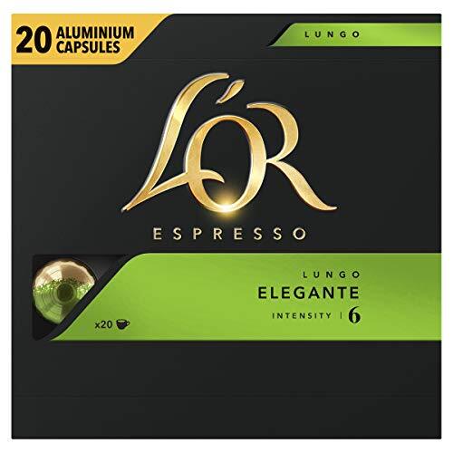 L’OR Espresso Koffiecups Lungo Elegante (200 Lungo Koffie Capsules, Geschikt voor Nespresso* Koffiemachines, Intensiteit 06/12, 100% Arabica Koffie, UTZ Gecertificeerd), 10 x 20 Cups