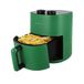 KASANOVA Luchtfriteuse, 4,5 l, 1400 W, 8 kookprogramma's, instelbare temperatuur tot 200 °C, handmatige weergave, automatische uitschakeling (groen, analoog model)