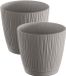 Prosperplast Pot de fleurs Waves - 4x stuks - kunststof - steengrijs - D13 x H12 cm - binnen/buiten - met opvangschaal