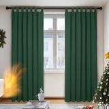 Deconovo Gordijnen Lussen, Thermische Gordijnpanelen voor Slaapkamer, Kerstdecoratie, Kant en Klaar, 140x175 cm (B x H), Donkerlentegroen, set van 2
