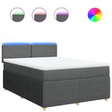 vidaXL Boxspringbed met matras, stof, donkergrijs, 160x200 cm