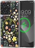 kwmobile Kristalheldere hardcase compatibel met Motorola Edge 60 Pro Hoesje – compatibel met MagSafe – Acryl hoesje met TPU-rand – Charmante bloemen design