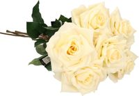 Emerald Kunstbloem roos Marleen - 5x - creme - 63 cm