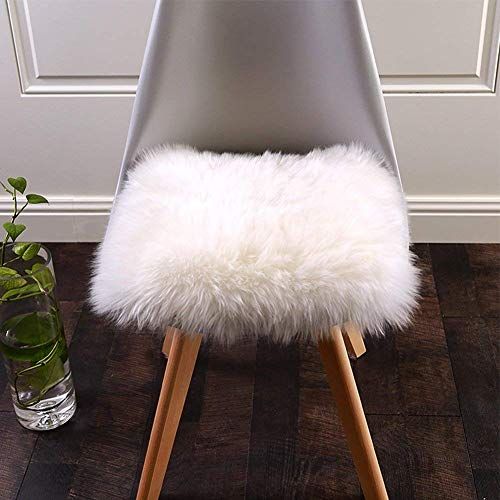 QINGLOU Faux Fur Schapenvacht Stijl Tapijt - Wit (Vierkant), 45 x 45cm