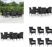 vidaXL 7-delige Tuinset met Kussens Zwart
