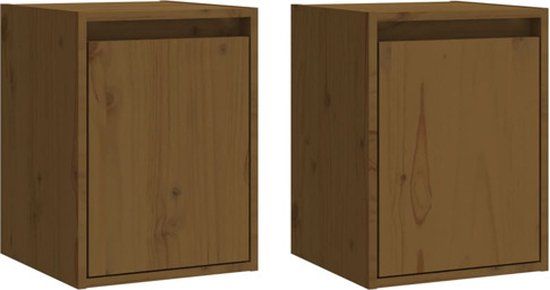 VidaXL Wandkasten 2 st 30x30x40 cm massief grenenhout honingbruin