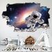 Astronaute Stickers Trompe L'Oeil Trou Dans Le Mur - 80 X 128 cm