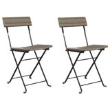 VidaXL Tuinstoel Terras Polyrattan, Staal Grijs (2 stuks)
