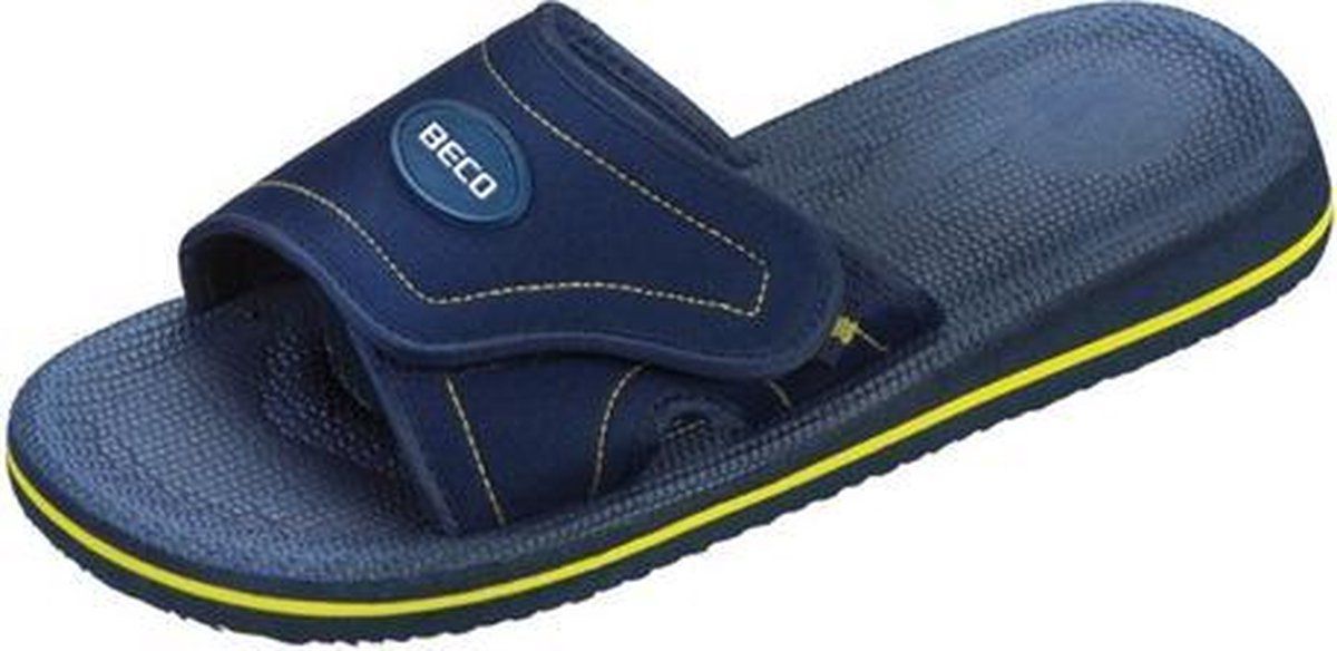 Beco badslippers met klittenband unisex blauw/geel