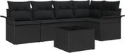 vidaXL Tuinbank Set 6-delig Zwart Polyrattan