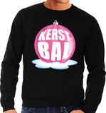 Bellatio Decorations Foute kersttrui kerstbal roze - sweater - zwart - voor heren - kerstballen trui M
