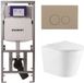 QeramiQ Dely Toiletset - 36.3x51.7cm - diepspoel - rimless - Geberit UP320 inbouwreservoir - met Burda frame - softclose toiletzitting - bedieningsplaat taupe - ronde knoppen - mat wit