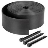 Velway Flexibele gazonrand, kunststof, 20 m x 13 cm, zwart, met 40 grondankers