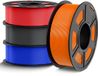 Filament PETG 175 mm lot 4 kg - Bleu, Rouge, Orange, Gris
