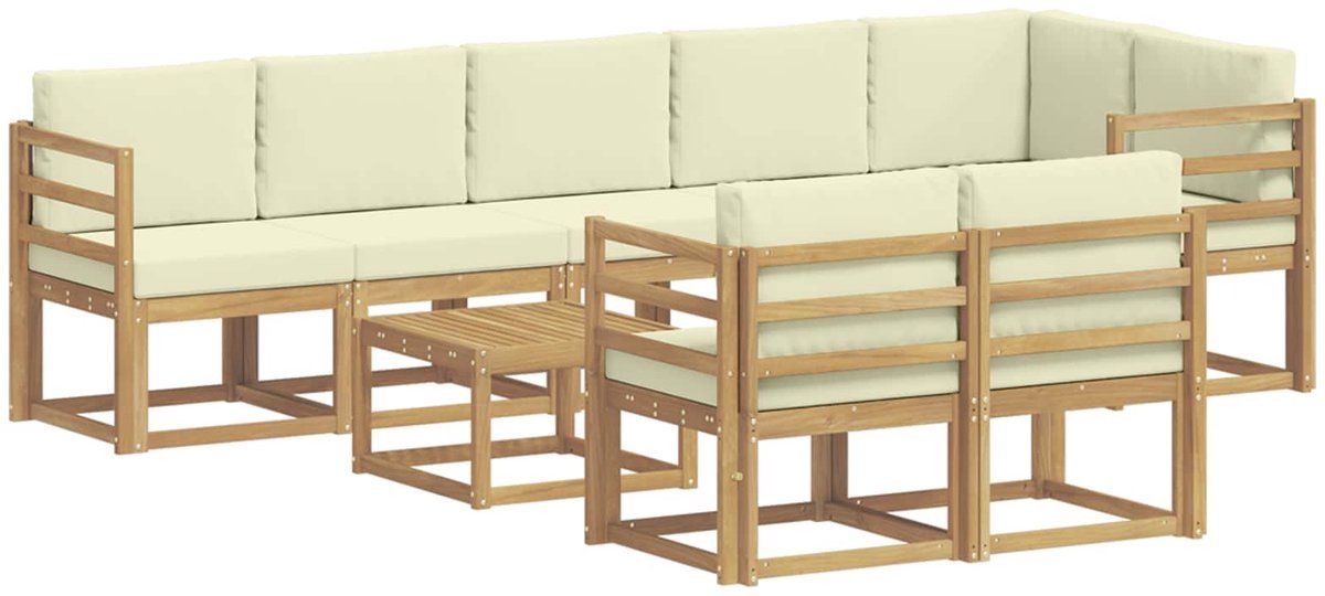 vidaXL Buiten bankenset 9 st Wit en crèmekleurig Polyester