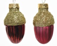 Decoris Eikel Glas Glans-Mat Glitter Ossenbloed dia3x4cm