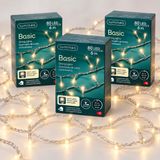 Lumineo Kerstverlichting - 80 leds - warm wit - 600 cm - transparant snoer - timer en dimmer