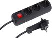 Meister Stekkerdoos 3-voudig - extra platte stekker - 2 m kabel - zwart - IP20 binnenshuis - verlichte schakelaar