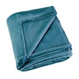 LINDER Rechthoekige deken zacht en cocooning – kleur petrol blauw – 100% polyester – afmetingen 130 x 180 cm – collectie Cocoon