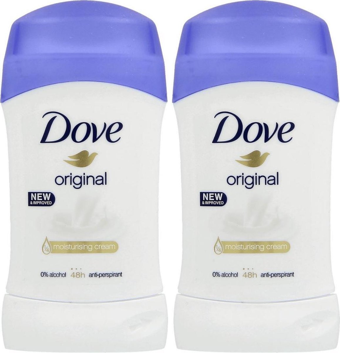 Dove Original Deodorant Vrouw - Anti Transpirant Deodorant Stick met 0% Alcohol en 48 Uur Zweetbescherming - Bestverkochte Deo - 2 Stuks