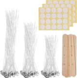 OEM Premium DIY-kaarsvetset met 150 stuks voor handwerk, inclusief houten kaarsvetten van 10 cm, 15 cm en 20 cm, met lontenhouder en dubbelzijdige wikkeletiketten