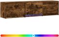 vidaXL meuble TV avec éclairage LED, 165 x 34 x 40 cm, chêne fumé