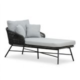 Tulum chaise longue | corde + aluminium | Gris pierre