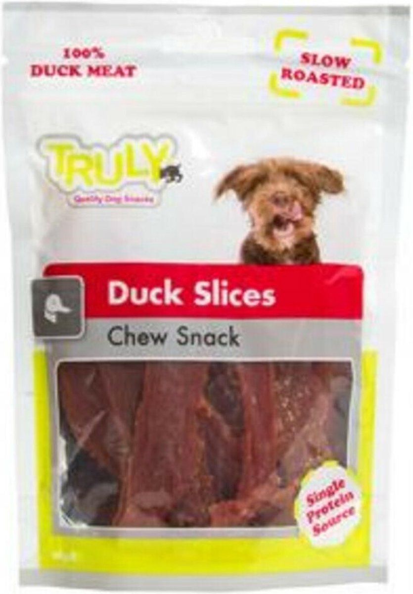 Truly Gedroogde Hondensnacks van Eend (15 zakjes) - 100% Natuurlijk, goed voor tanden - Duck Slices - 90 Gram