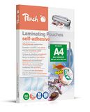 Peach Lamineerfolie A4-80 mic - 100 pouches - zelfklevende achterkant - geschikt voor zelfgemaakte afbeeldingen of borden etc. - geschikt voor alle lamineermachines - S-PP080-17