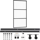 vidaXL Schuifdeur met beslag, veiligheidsglas (ESG) en aluminium, 102x205 cm