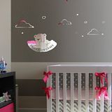 Decoratieve Teddy Sweet Dreams Decoratieve spiegel, modern design, 3 mm acrylspiegel, woonkamer, slaapkamer, hal, onbreekbaar, doe-het-zelf, zilver