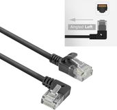 ACT Zwarte 0,25 meter U/UTP CAT6A LSZH slimline patchkabel met RJ45 connectoren, recht naar 90° haaks links DC1952