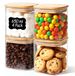 Omgoods - Set de 4 pots de conservation - Pots en verre 650 ml - Fermeture hermétique - Résistant à la température - Convient au stockage des aliments - Couvercle en bambou - Pot de rangement
