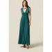 Robe longue plissée en jersey lurex bleu sarcelle